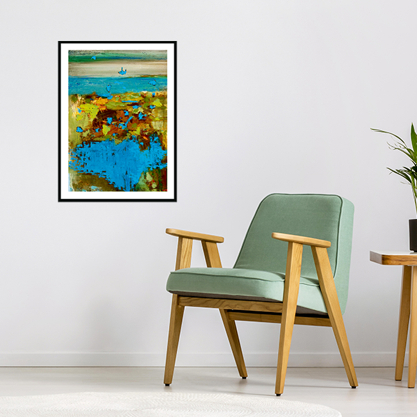 Maja Lisa Engelhardt litografi "5. Fugle og havdyr skabes"