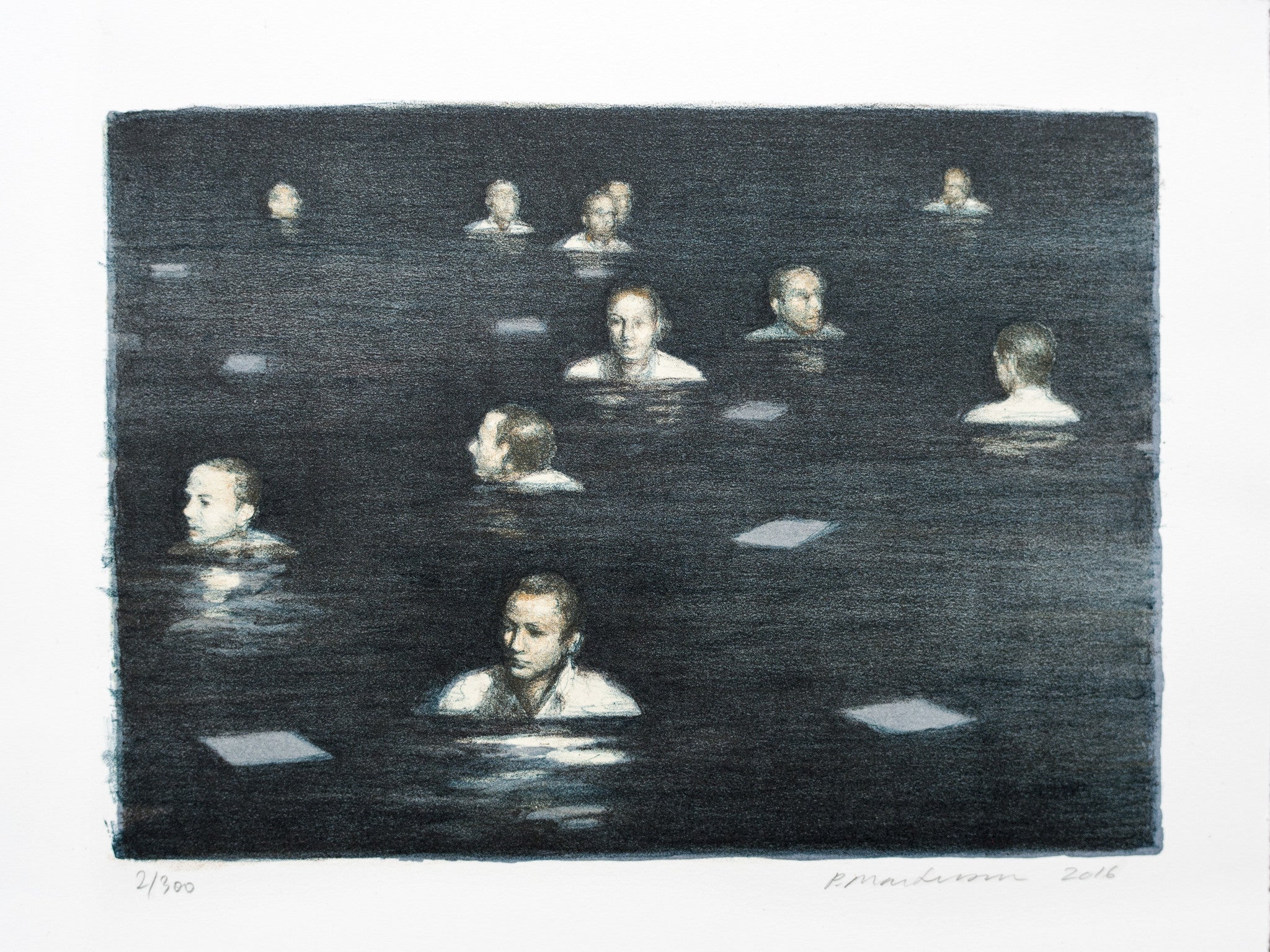 Peter Martensen litografi "Night Scene"