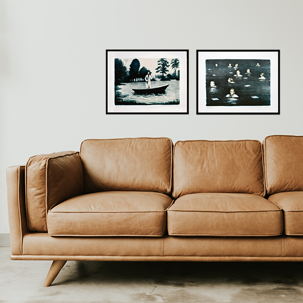 Peter Martensen litografiserie "The Lake" og "Night Scene"