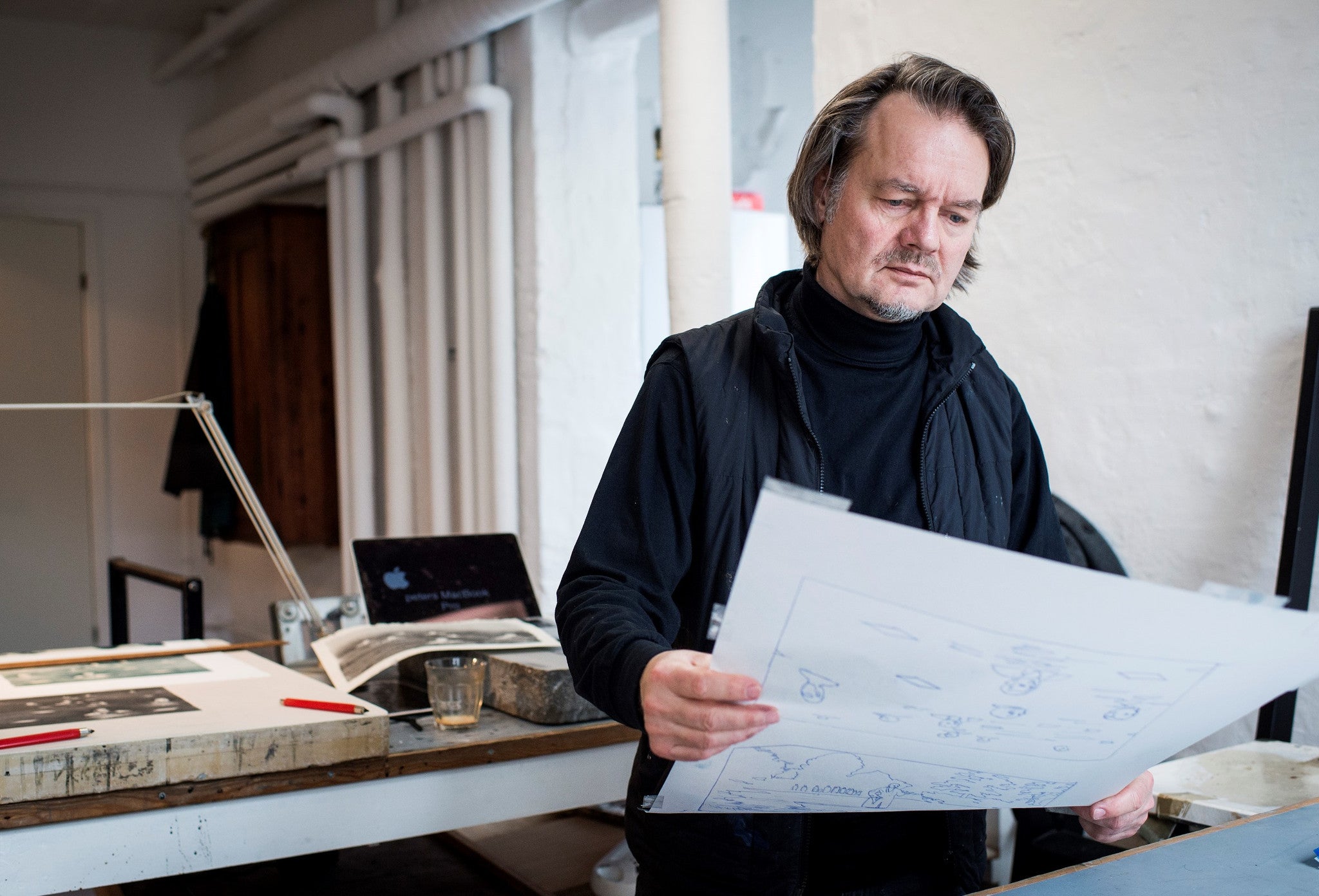 Peter Martensen litografi "Night Scene"