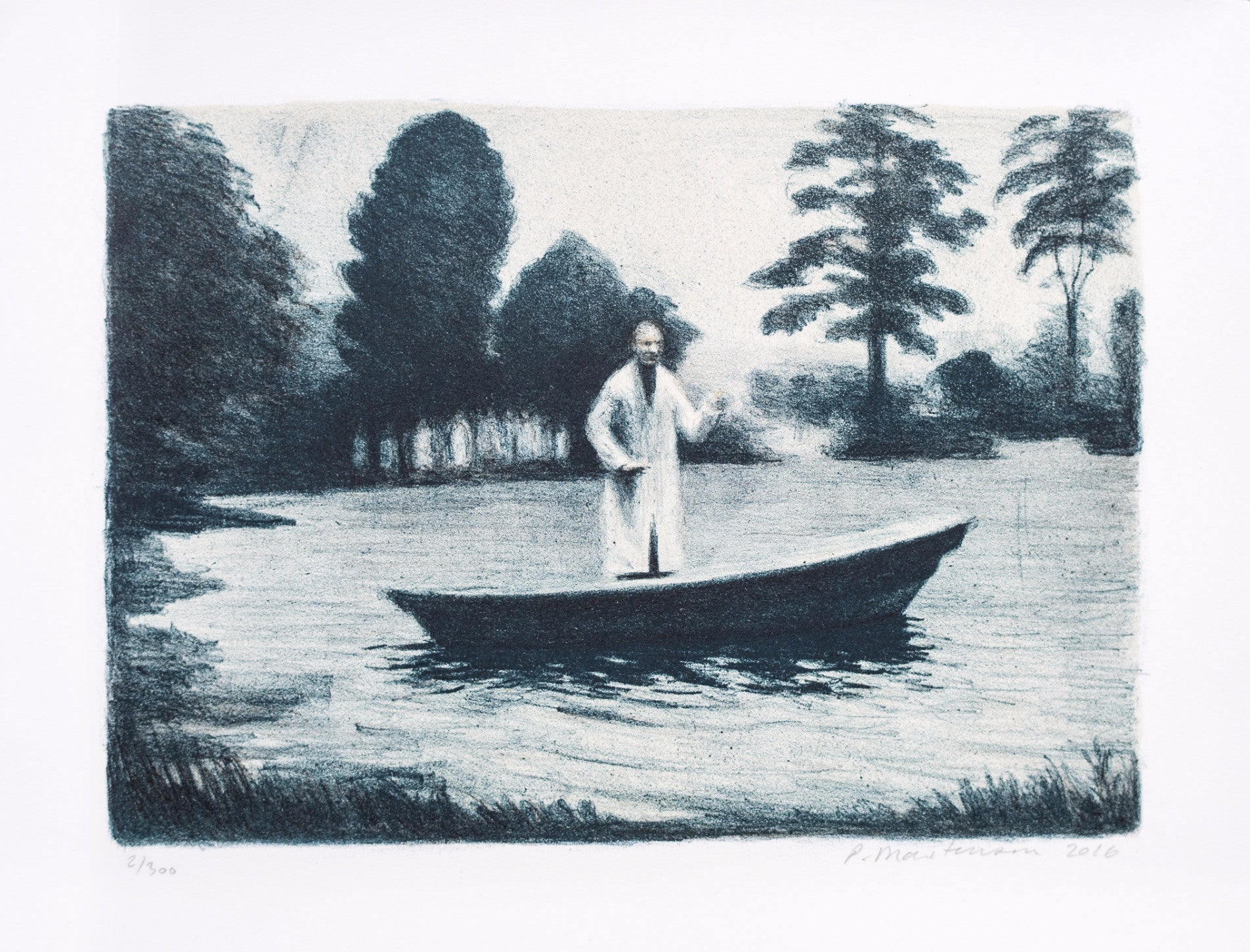 Peter Martensen litografi "The Lake"