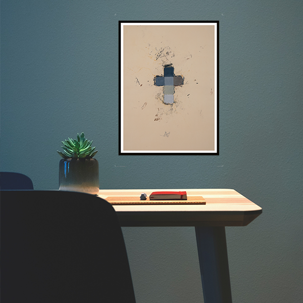 Thomas Lindvig kunsttryk "Kube som kors"